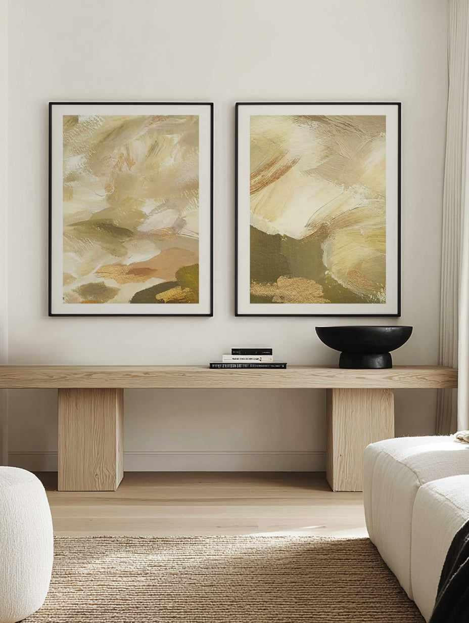 Khaki Luxe I & II Art Print Set of 2 | Matching Wall Art from Olive et Oriel where you can shop wallpaper and artworks online