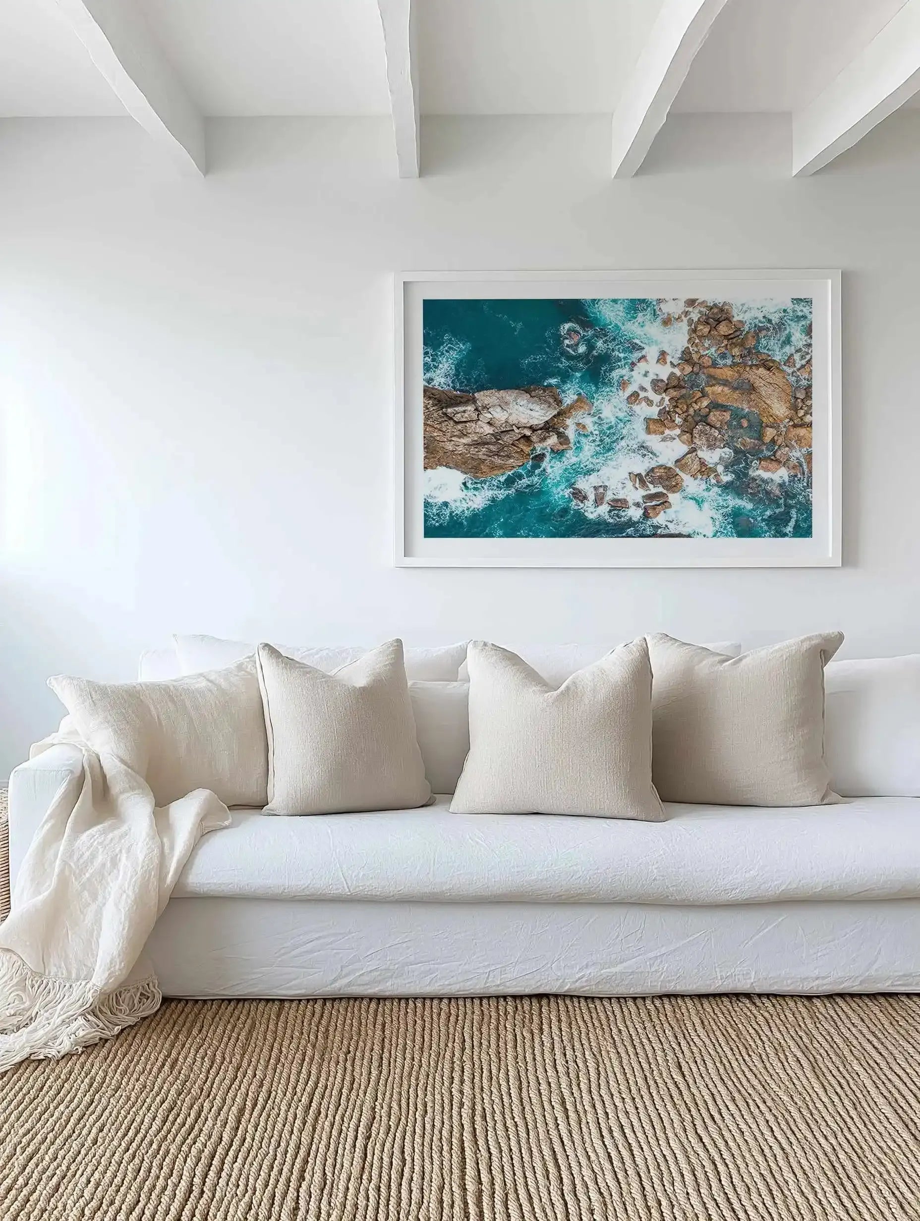 Kianinny Bay I Tathra | Aerial Photo Wall Art Print from Olive et Oriel where you can shop wallpaper and artworks online