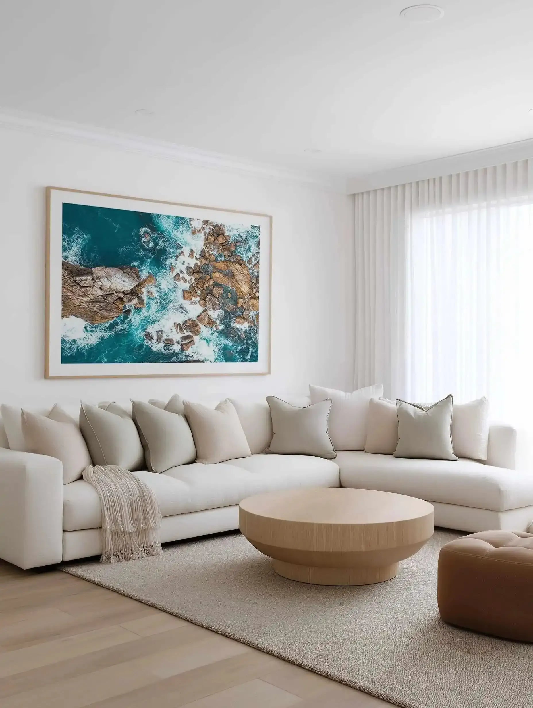 Kianinny Bay I Tathra | Aerial Photo Wall Art Print from Olive et Oriel where you can shop wallpaper and artworks online