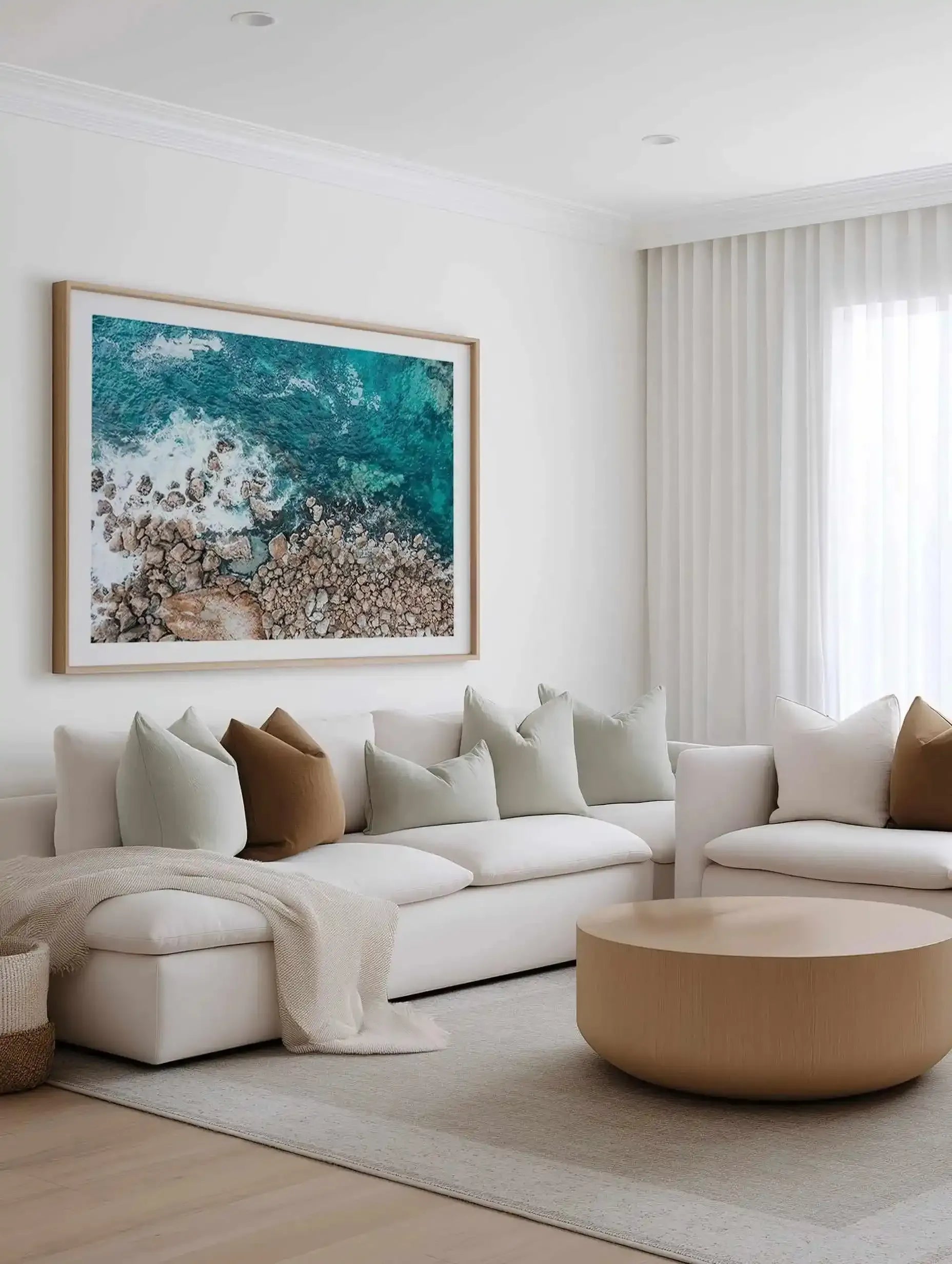 Kianinny Bay II Tathra | Aerial Photo Wall Art Print from Olive et Oriel where you can shop wallpaper and artworks online