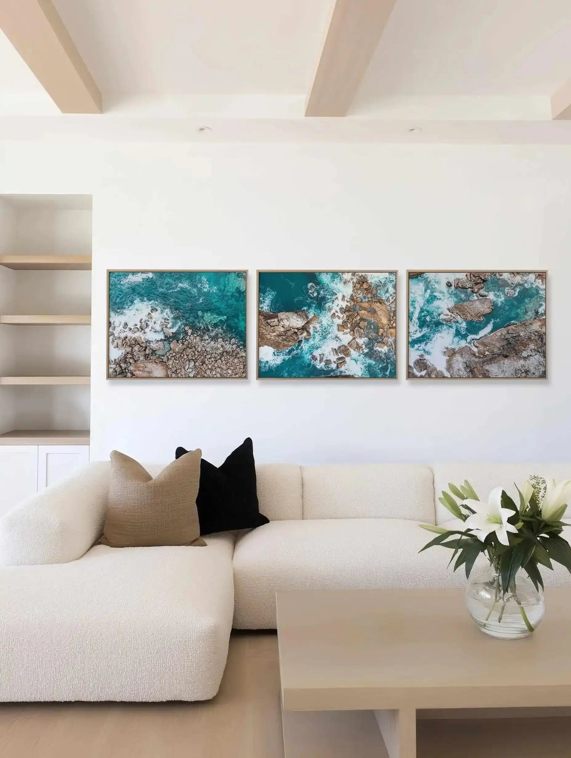 Kianinny Bay II Tathra | Aerial Photo Wall Framed Canvas Art Print from Olive et Oriel where you can shop wallpaper and artworks online