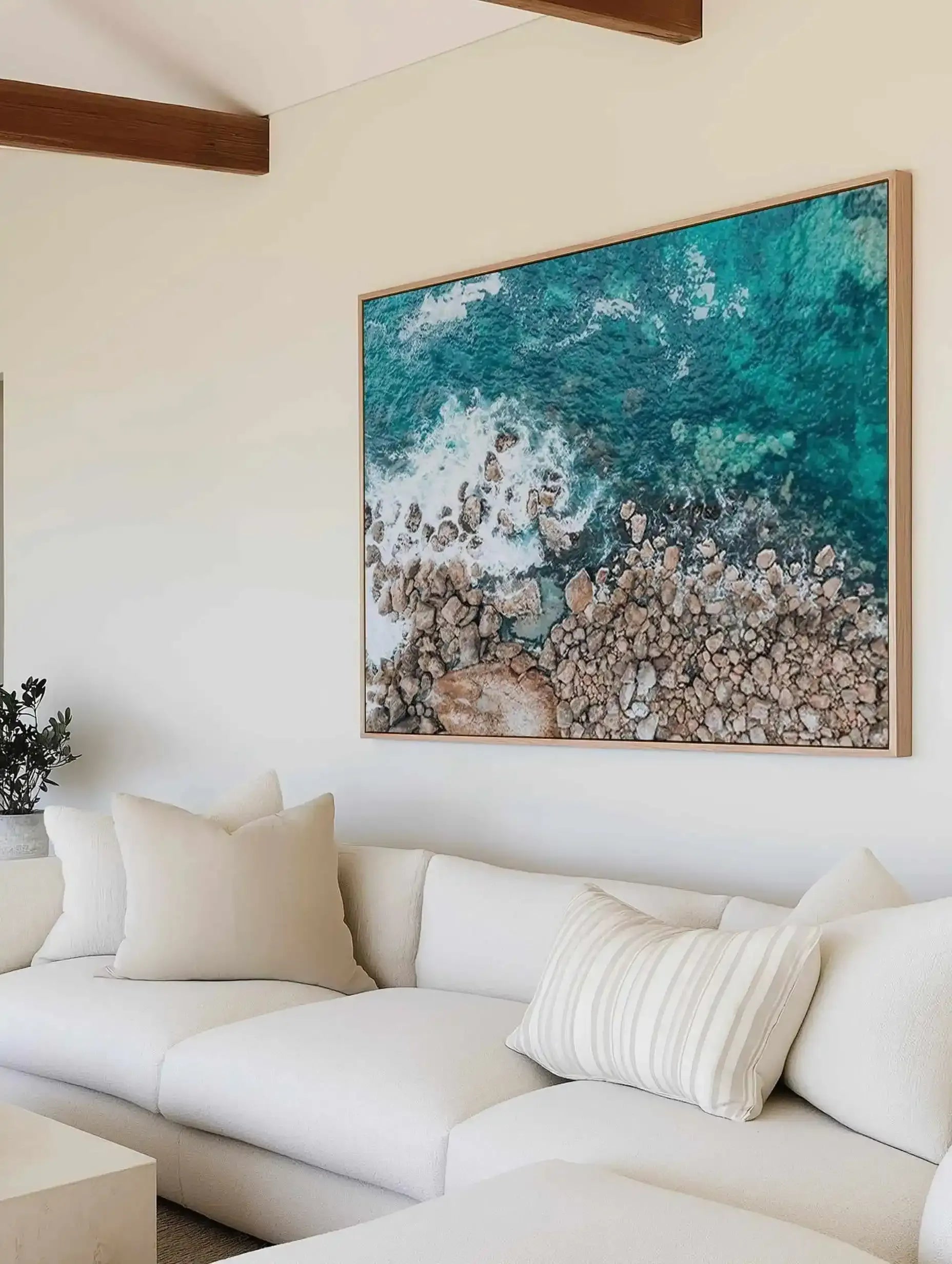 Kianinny Bay II Tathra | Aerial Photo Wall Framed Canvas Art Print from Olive et Oriel where you can shop wallpaper and artworks online