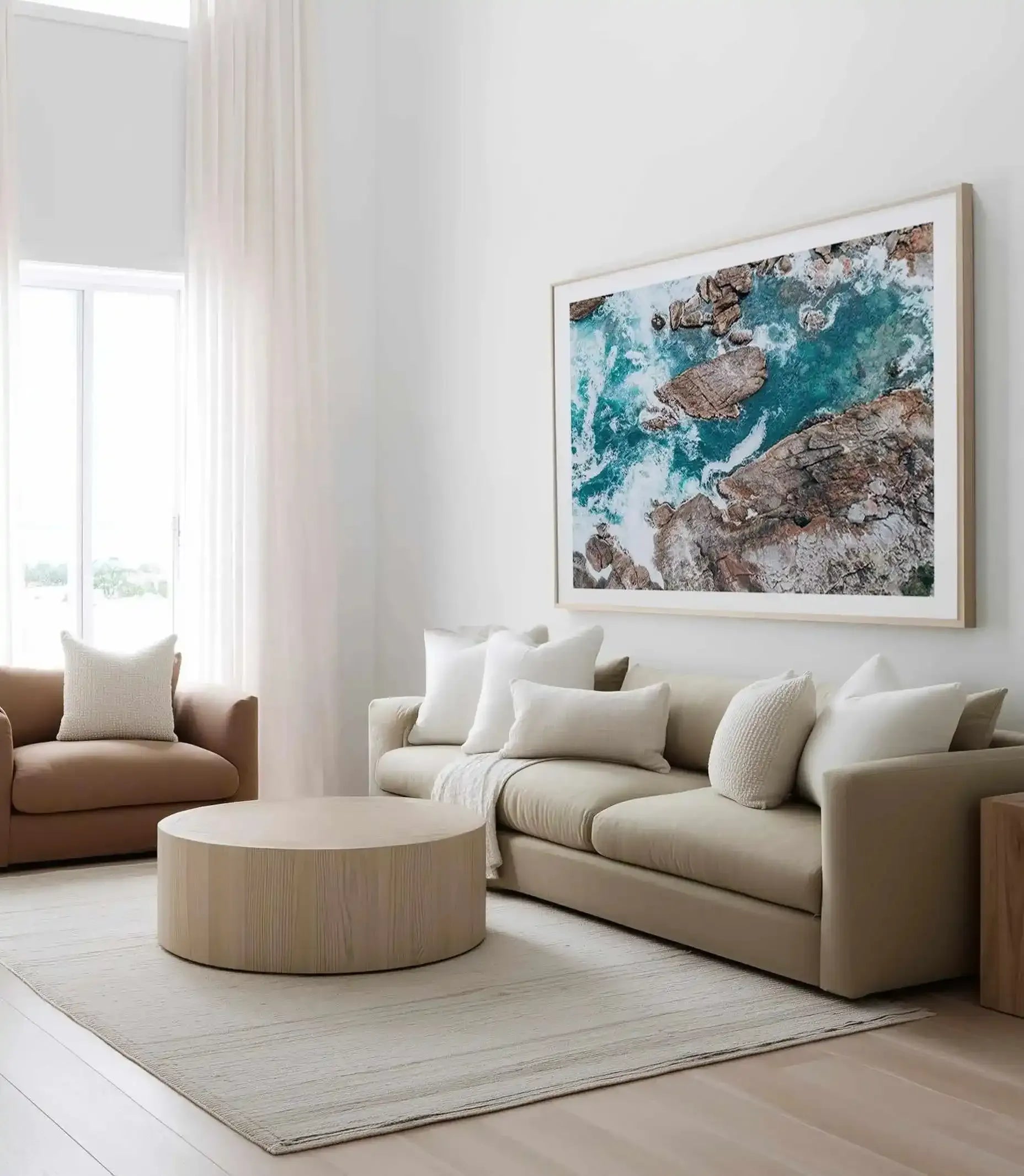 Kianinny Bay III Tathra | Aerial Photo Wall Art Print from Olive et Oriel where you can shop wallpaper and artworks online