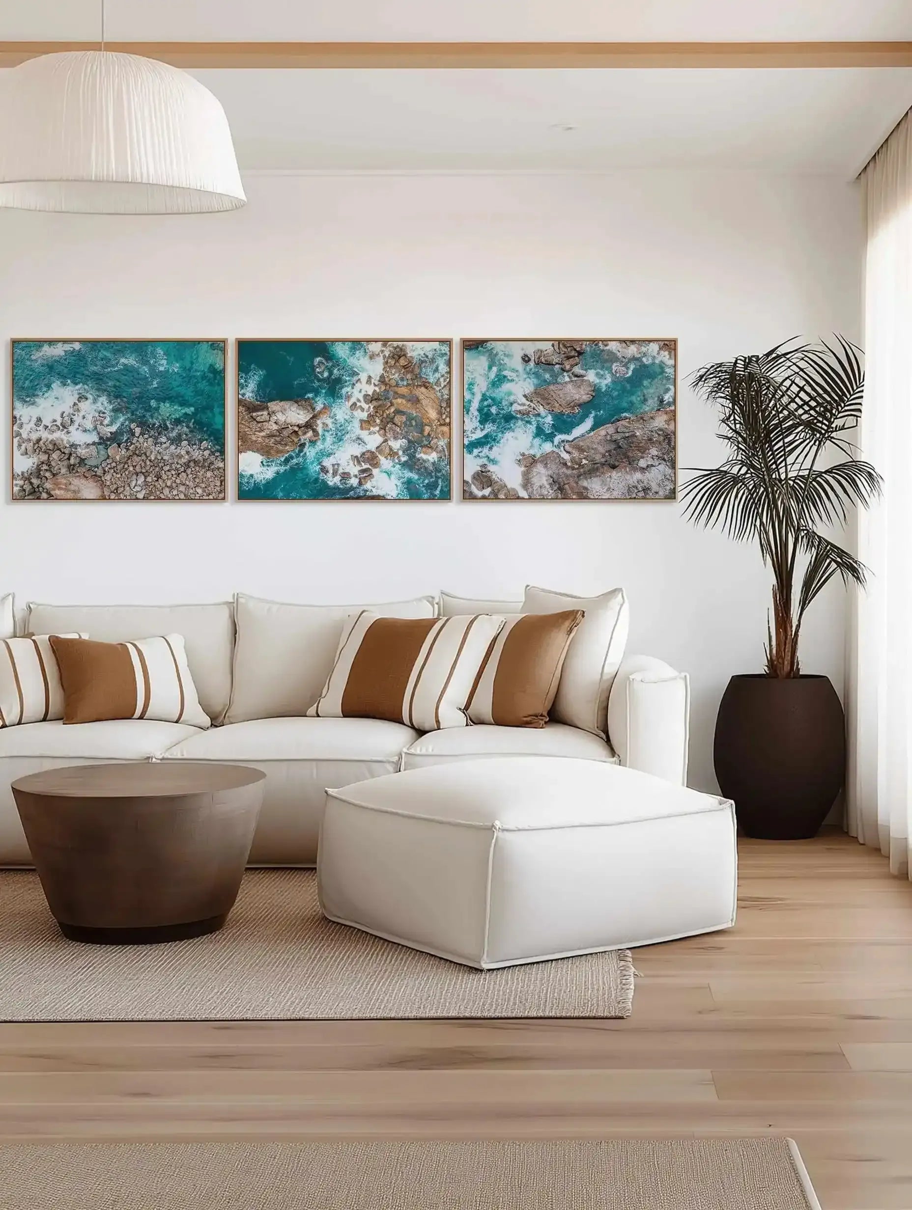 Kianinny Bay III Tathra | Aerial Photo Wall Framed Canvas Art Print from Olive et Oriel where you can shop wallpaper and artworks online