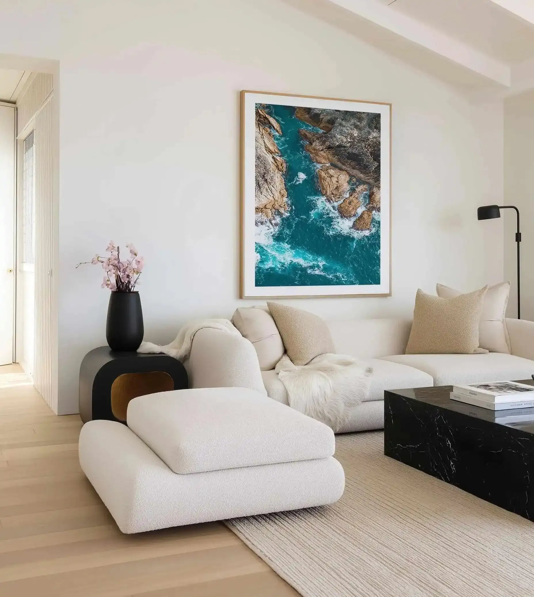 Kianinny Bleue Tathra | Aerial Photo Wall Art Print from Olive et Oriel where you can shop wallpaper and artworks online