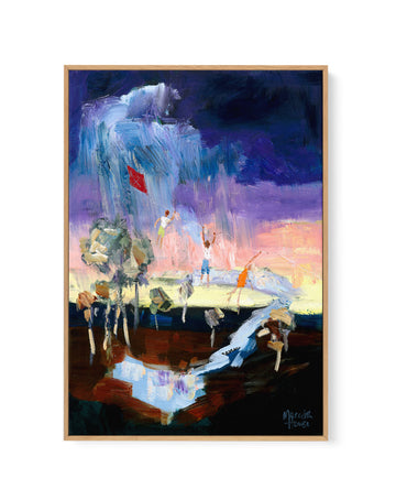 Kite Flying Kids by Meredith Howse | Framed Canvas Wall Art