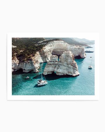 Kleftiko Milos | Aerial Photo Wall Art Print from Olive et Oriel where you can shop wallpaper and artworks online