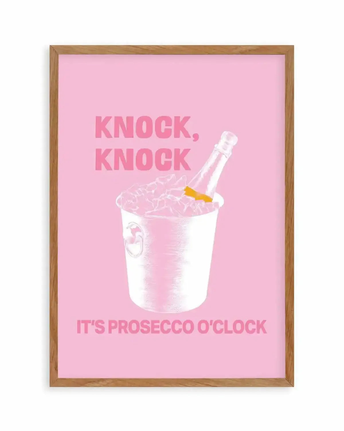 Knock Knock It's Prosecco O'Clock Art Print from Olive et Oriel where you can shop wallpaper and artworks online