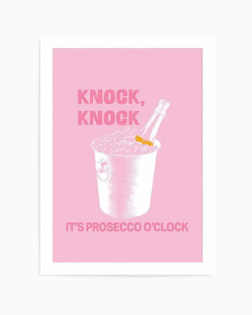 Knock Knock It's Prosecco O'Clock Art Print from Olive et Oriel where you can shop wallpaper and artworks online