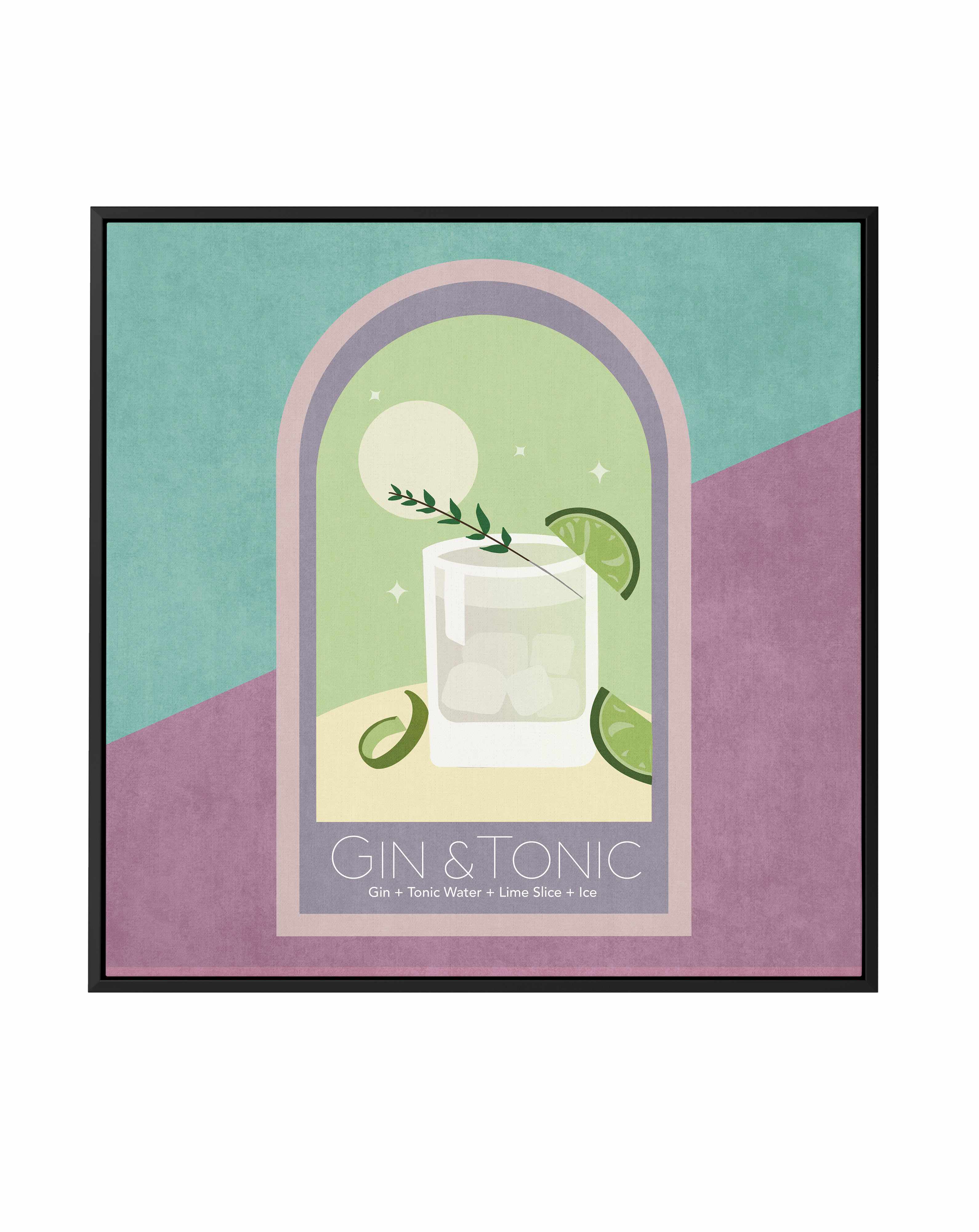 Gin & Tonic Cocktail By Emel Tunaboylu | Framed Canvas Art Print from Olive et Oriel where you can shop wallpaper and artworks online