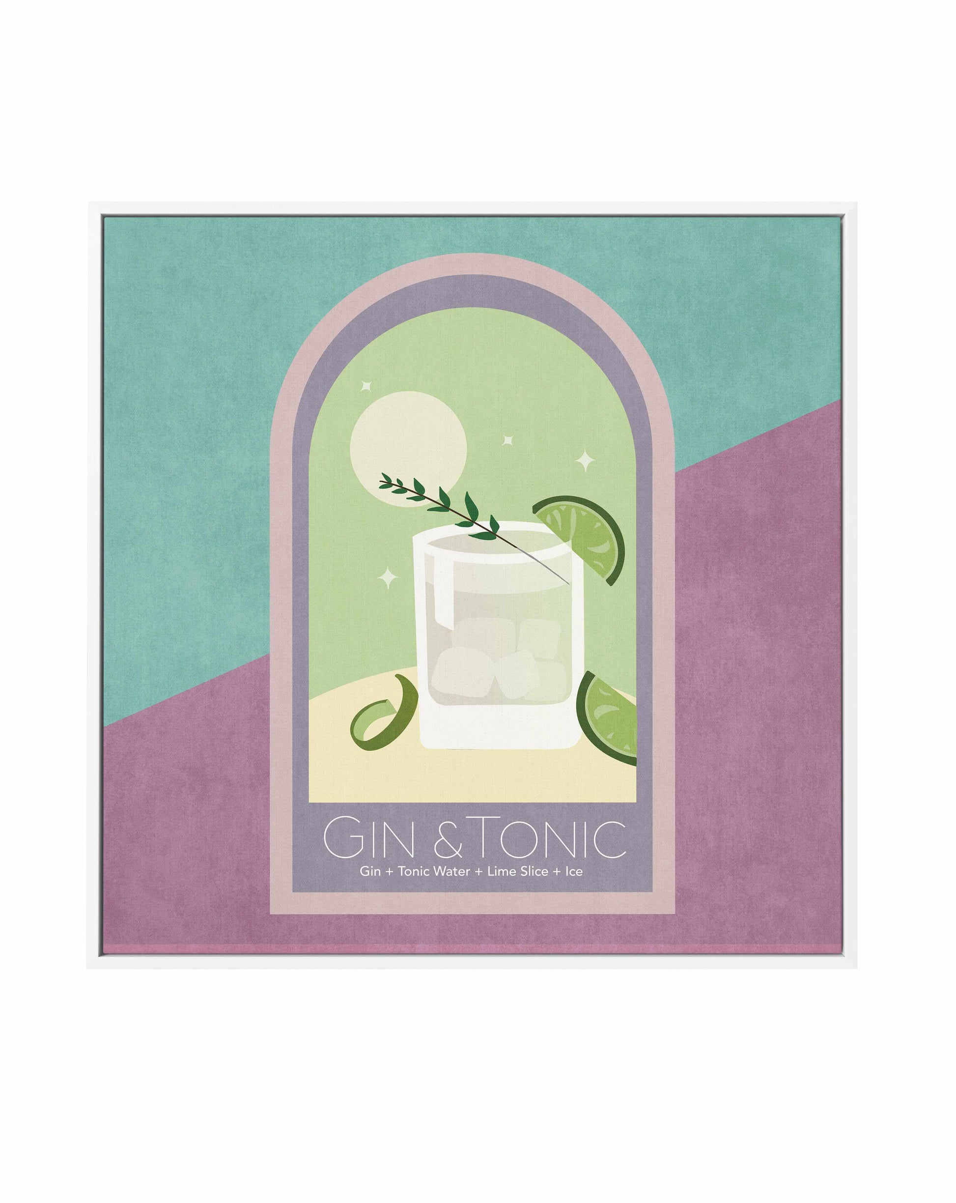 Gin & Tonic Cocktail By Emel Tunaboylu | Framed Canvas Art Print from Olive et Oriel where you can shop wallpaper and artworks online
