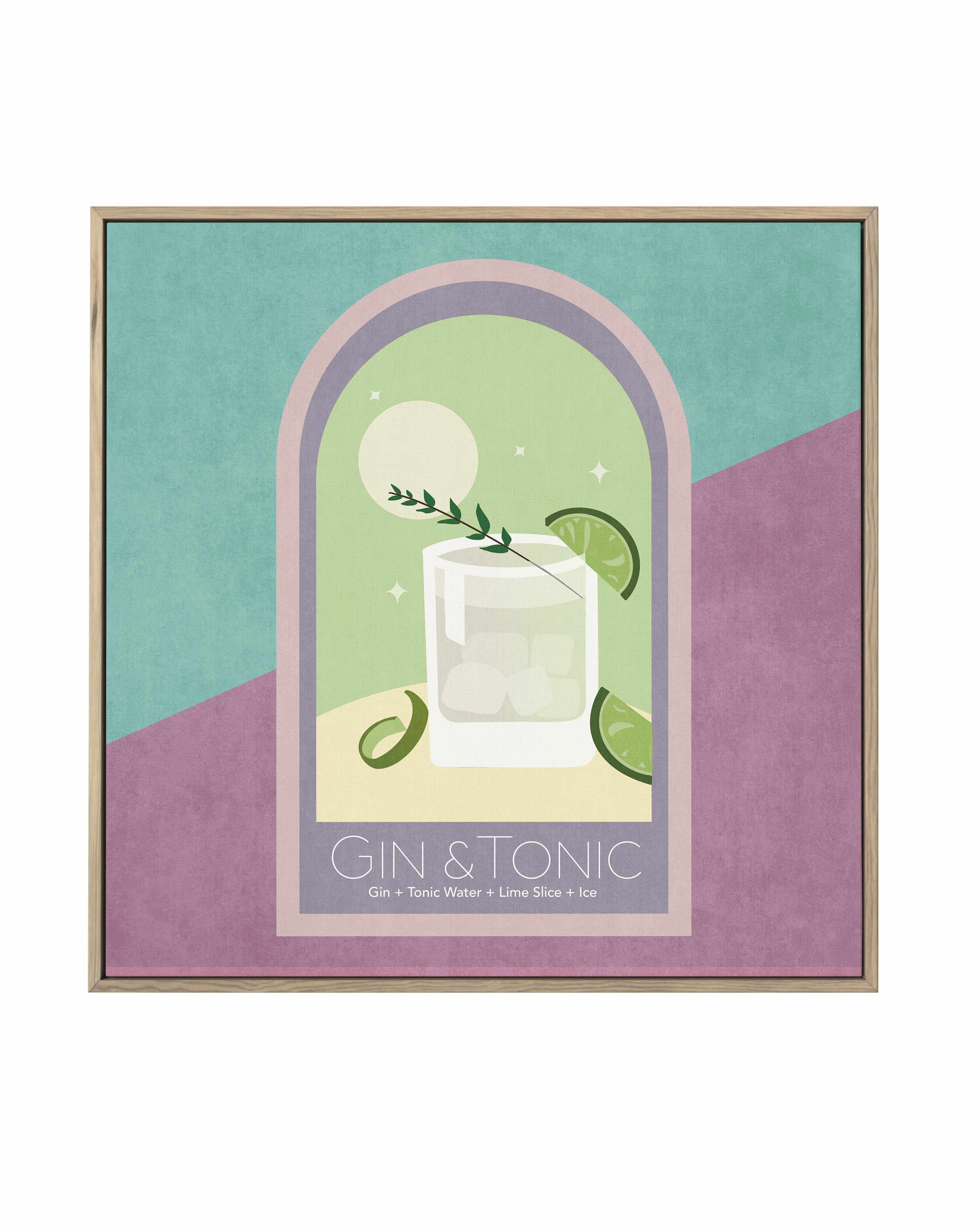 Gin & Tonic Cocktail By Emel Tunaboylu | Framed Canvas Art Print from Olive et Oriel where you can shop wallpaper and artworks online