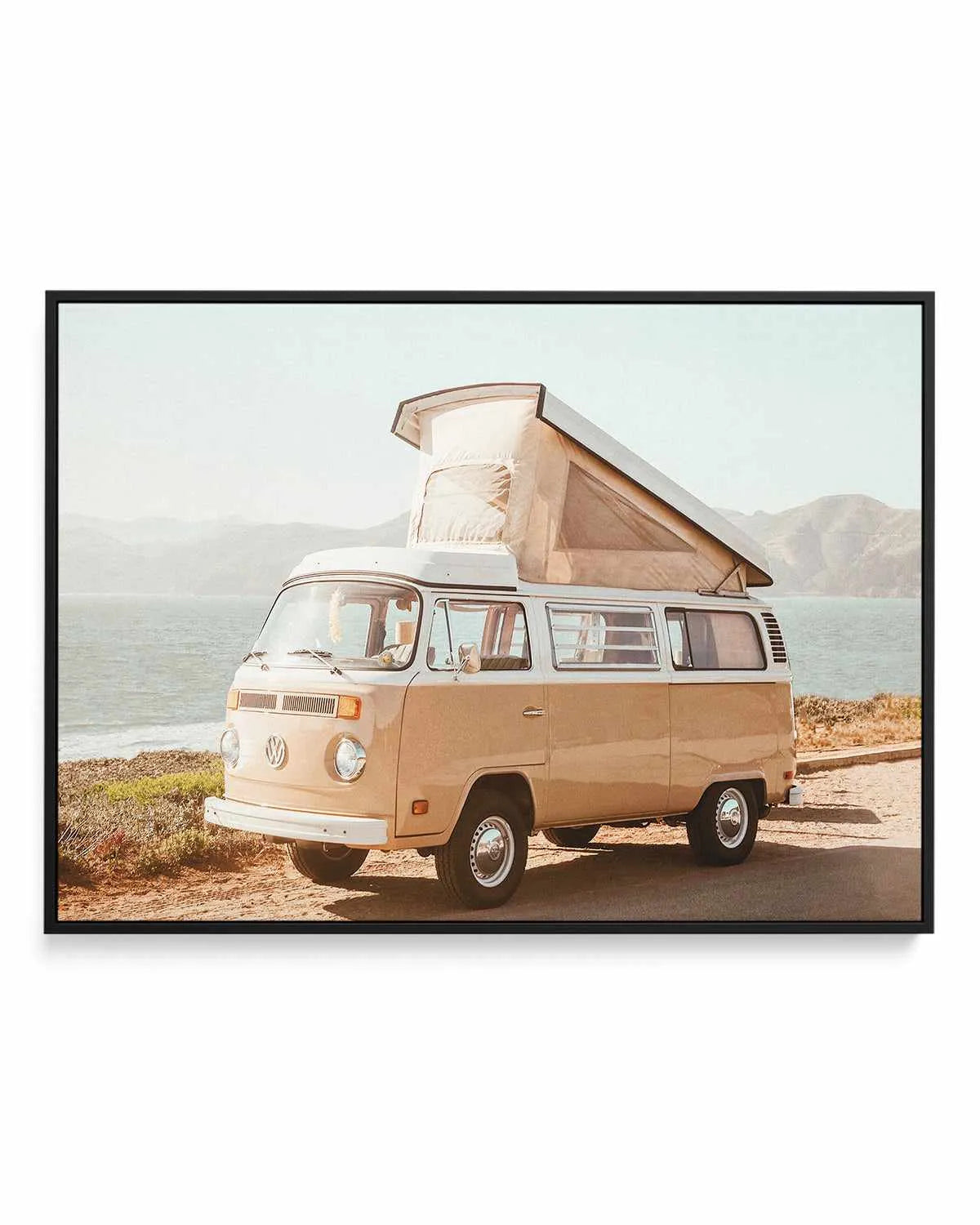 Kombi Beach Camper LS by Caleb Morris | Framed Canvas Art Print from Olive et Oriel where you can shop wallpaper and artworks online