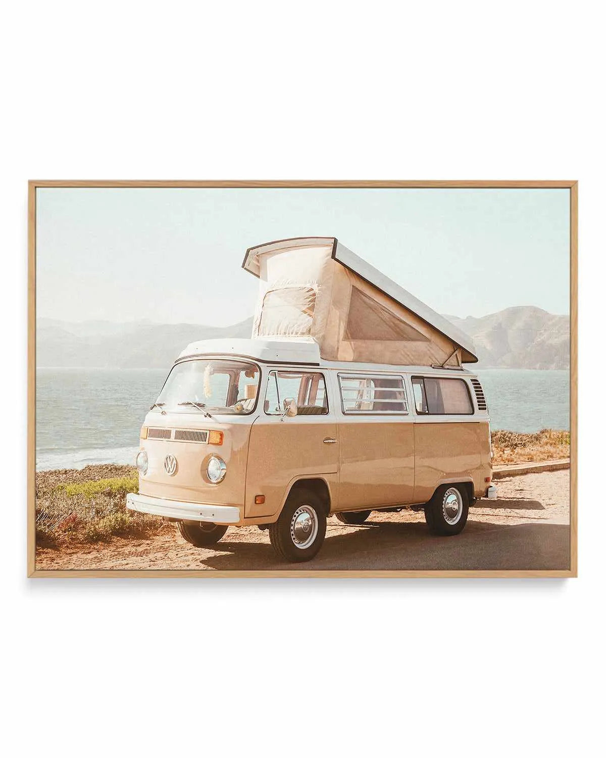 Kombi Beach Camper LS by Caleb Morris | Framed Canvas Art Print from Olive et Oriel where you can shop wallpaper and artworks online