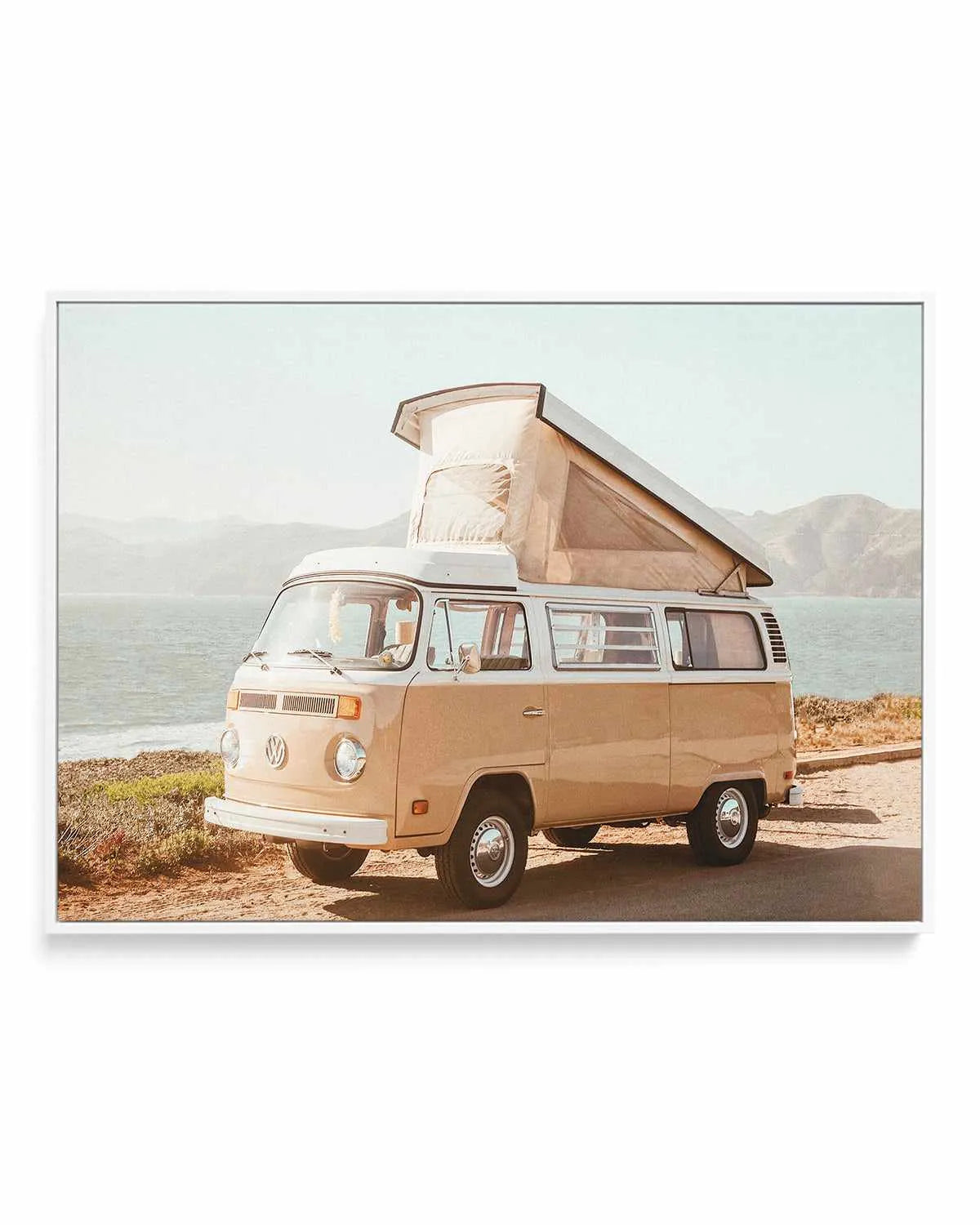 Kombi Beach Camper LS by Caleb Morris | Framed Canvas Art Print from Olive et Oriel where you can shop wallpaper and artworks online