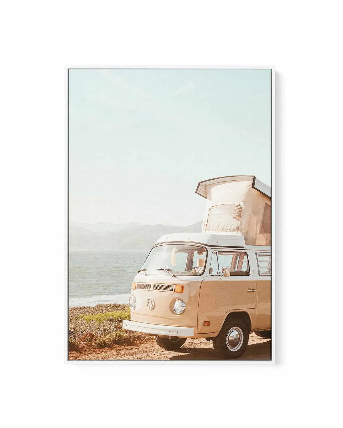 Kombi Beach Camper PT by Caleb Morris | Framed Canvas Art Print from Olive et Oriel where you can shop wallpaper and artworks online