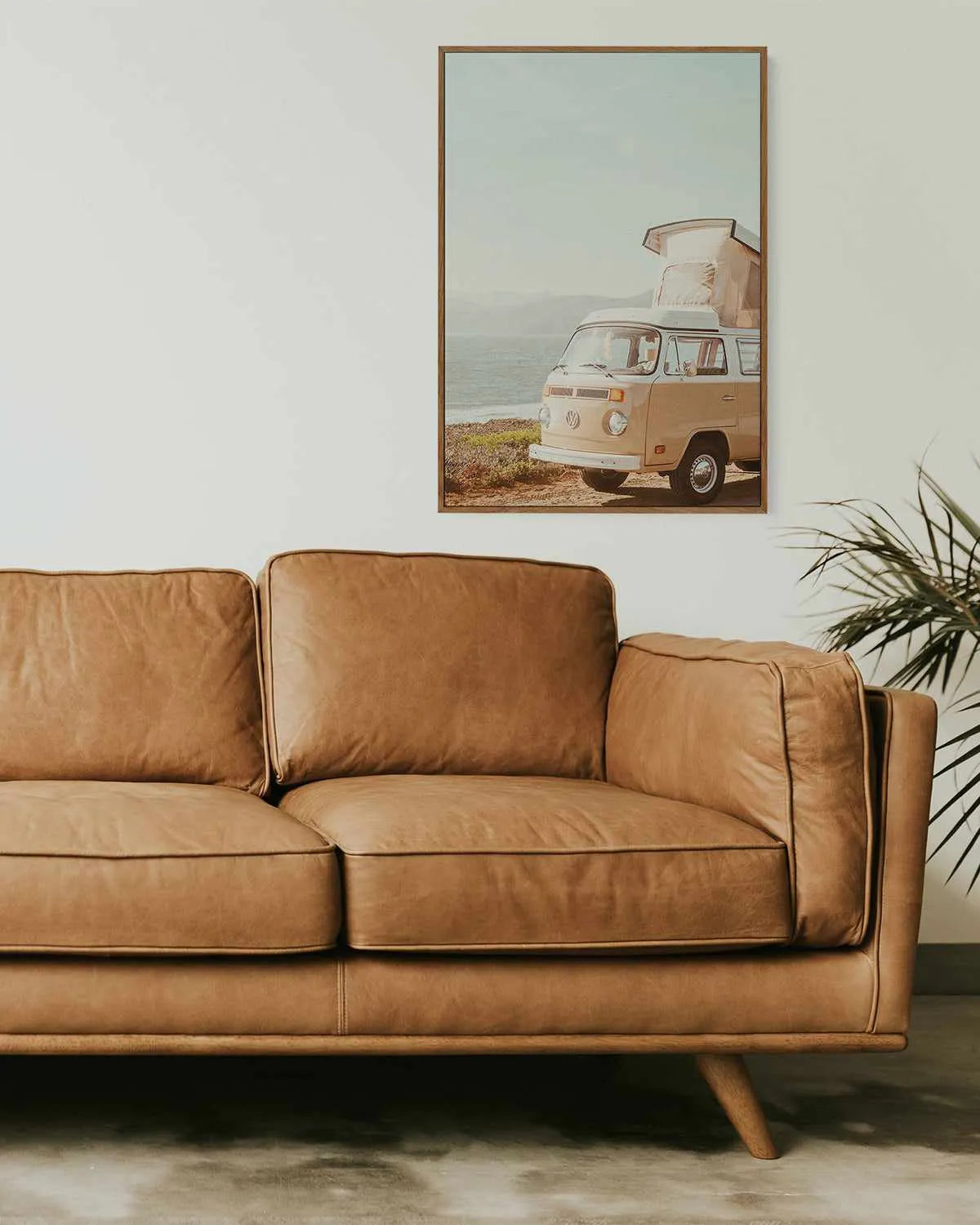 Kombi Beach Camper PT by Caleb Morris | Framed Canvas Art Print from Olive et Oriel where you can shop wallpaper and artworks online