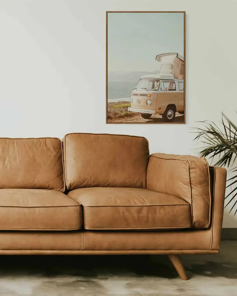 Kombi Beach Camper PT by Caleb Morris | Framed Canvas Art Print from Olive et Oriel where you can shop wallpaper and artworks online