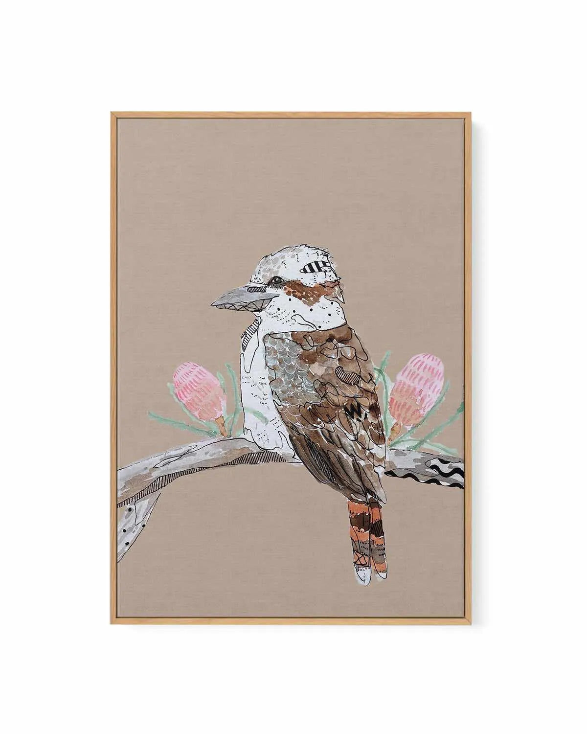 Kookaburra Beige by Maku Fenaroli | Framed Canvas Art Print from Olive et Oriel where you can shop wallpaper and artworks online