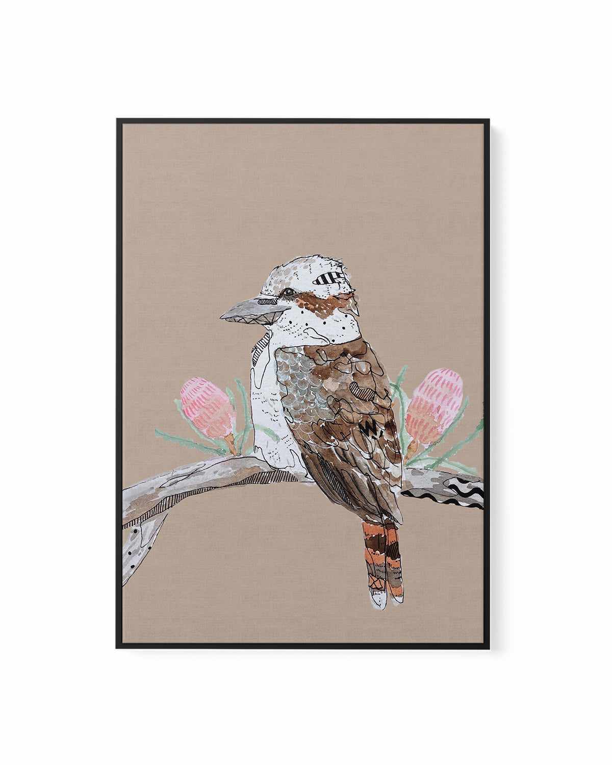 Kookaburra Beige by Maku Fenaroli | Framed Canvas Art Print