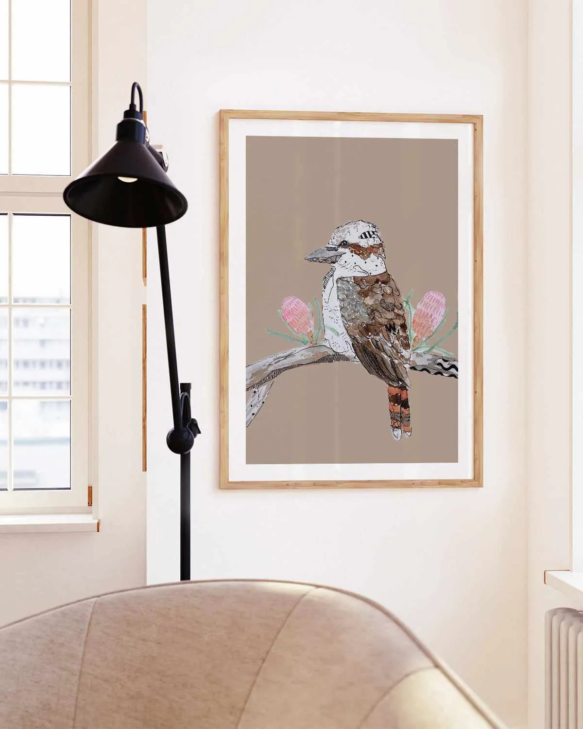 Kookaburra Beige by Maku Fenaroli | Art Print from Olive et Oriel where you can shop wallpaper and artworks online