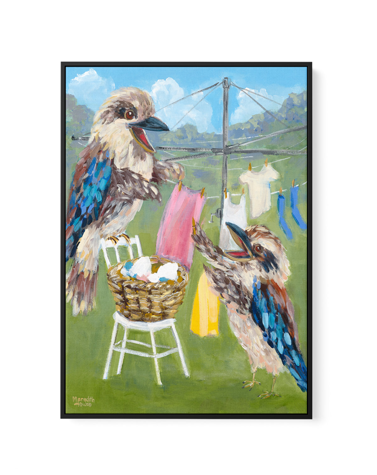 Kookaburra Clothesline by Meredith Howse | Framed Canvas Art Print
