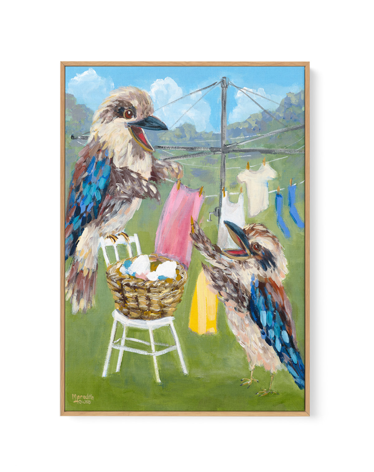Kookaburra Clothesline by Meredith Howse | Framed Canvas Art Print