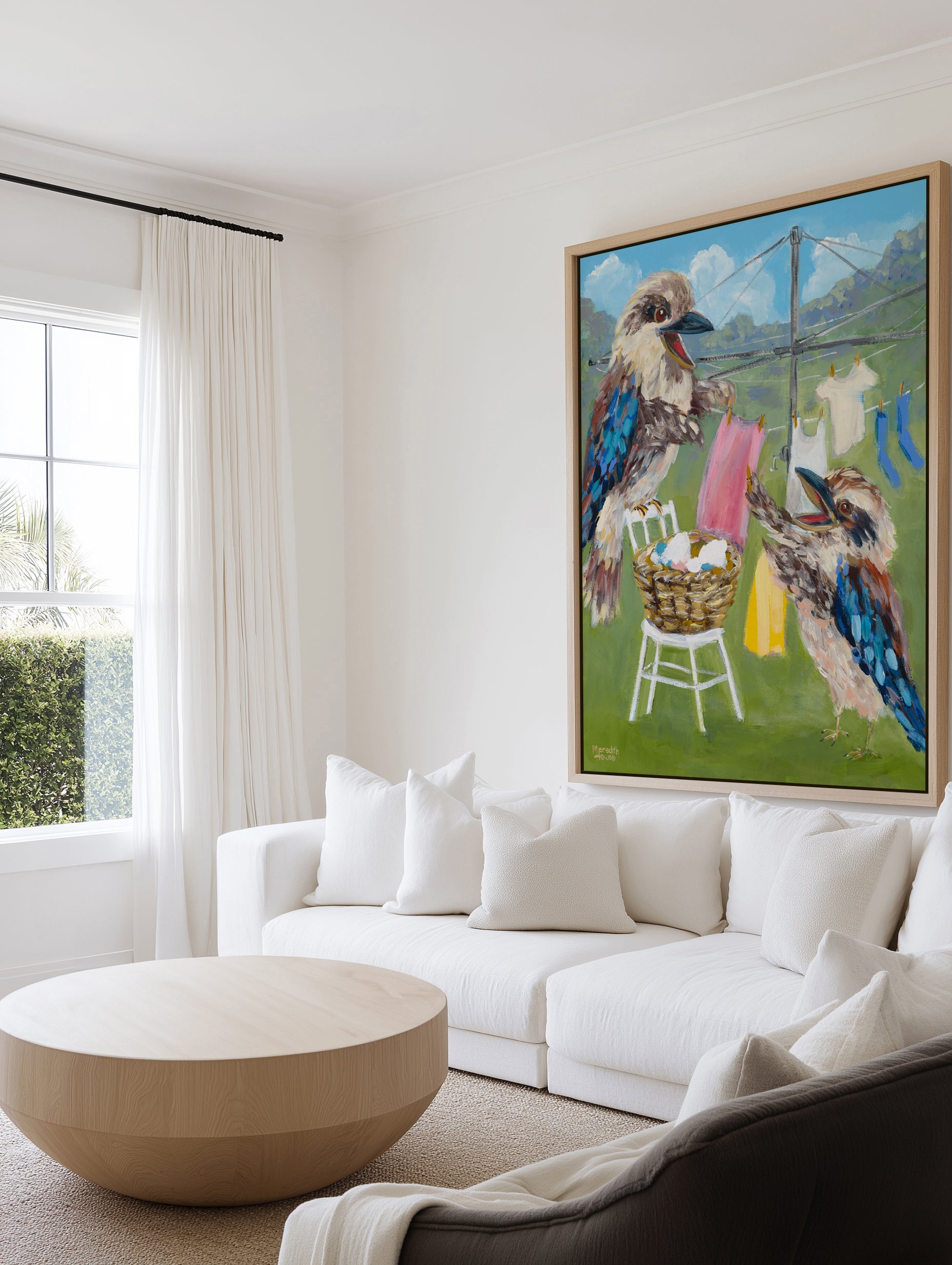Kookaburra Clothesline by Meredith Howse | Framed Canvas Art Print