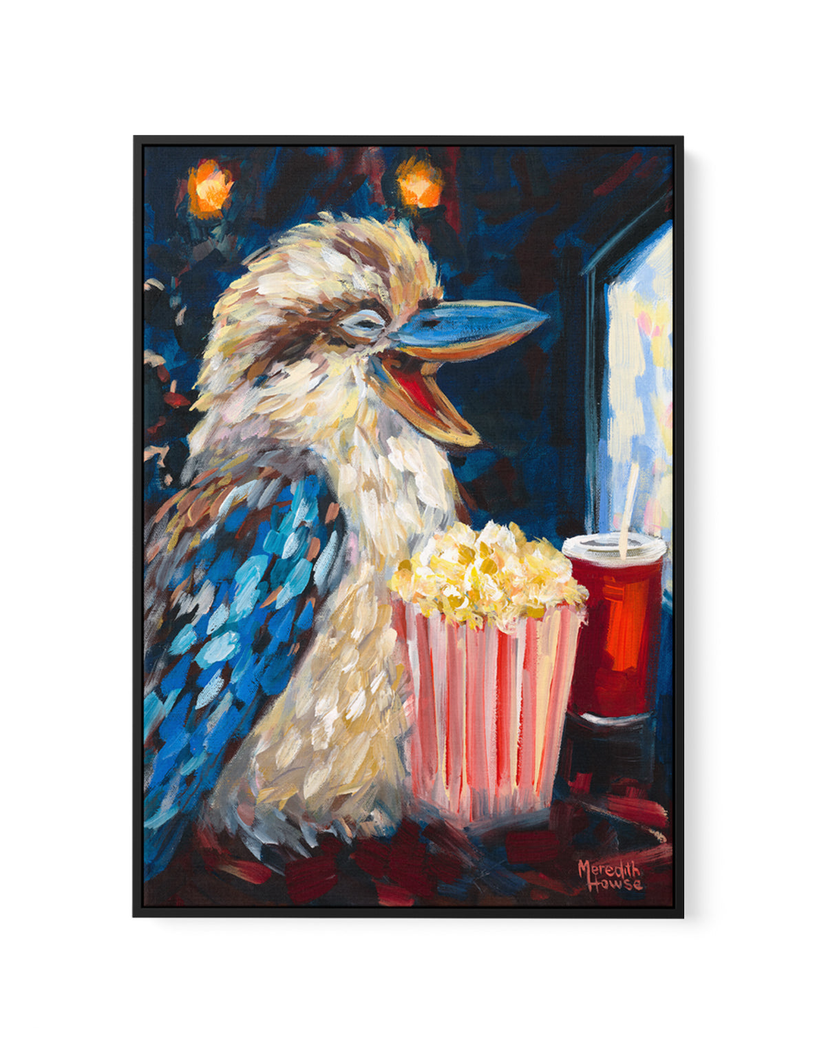 Kookaburra Popcorn by Meredith Howse | Framed Canvas Art Print