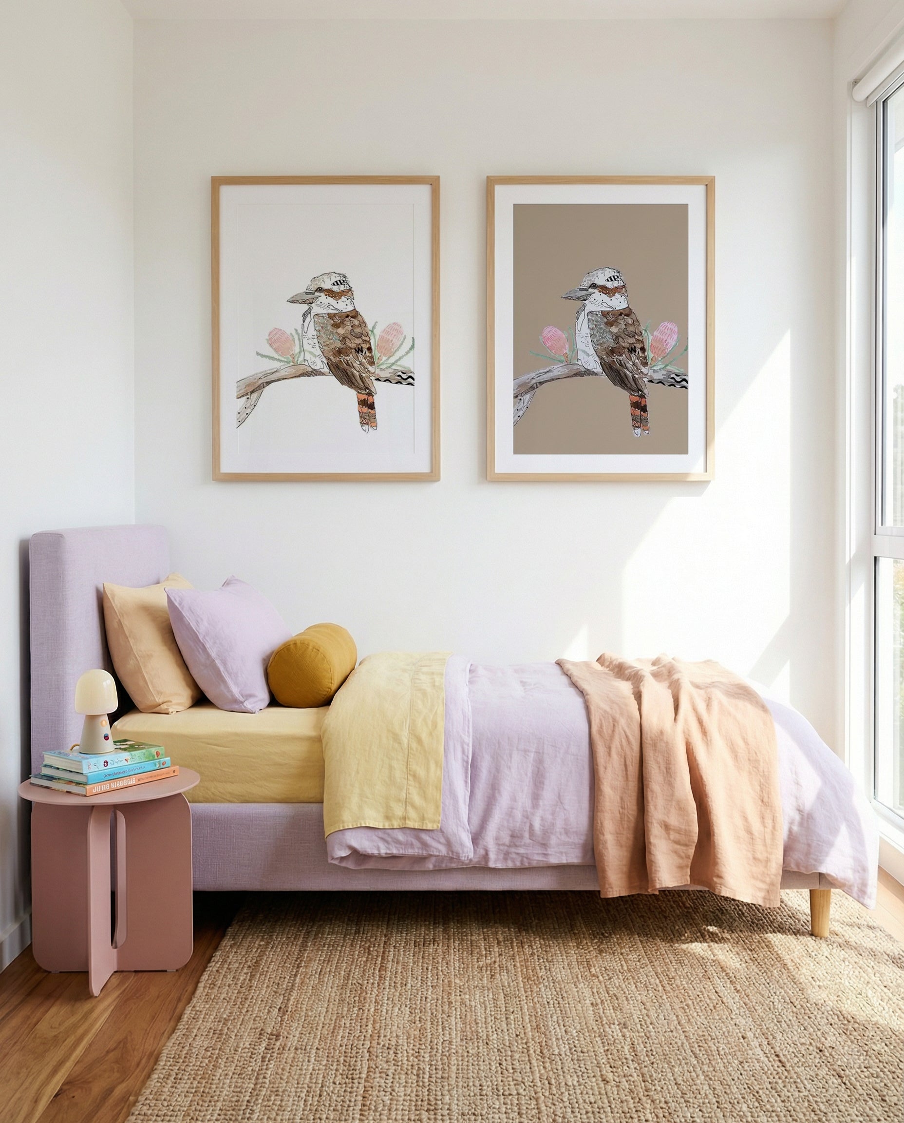 Kookaburra & Kookaburra Beige by Maku Fenaroli Art Print Set of 2 | Matching Wall Art