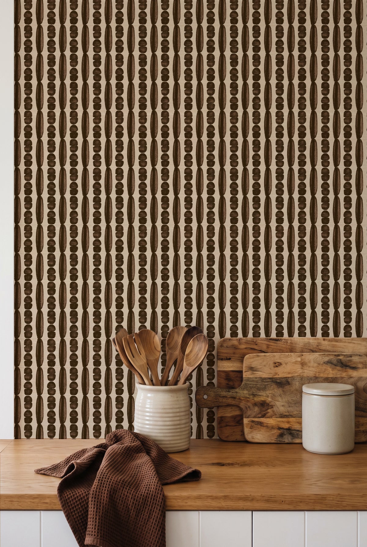 Kuba Stripe in Brown Wallpaper