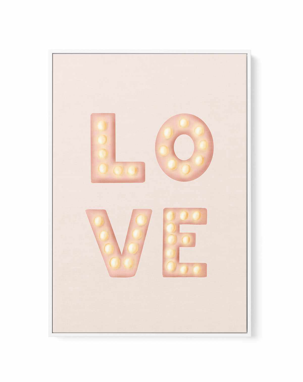 LOVE Light Letters Pink By Aminah Eleonora | Framed Canvas Art Print