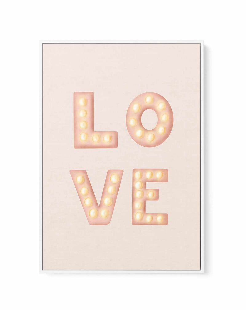 LOVE Light Letters Pink By Aminah Eleonora | Framed Canvas Art Print