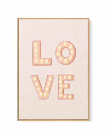 LOVE Light Letters Pink By Aminah Eleonora | Framed Canvas Art Print from Olive et Oriel where you can shop wallpaper and artworks online