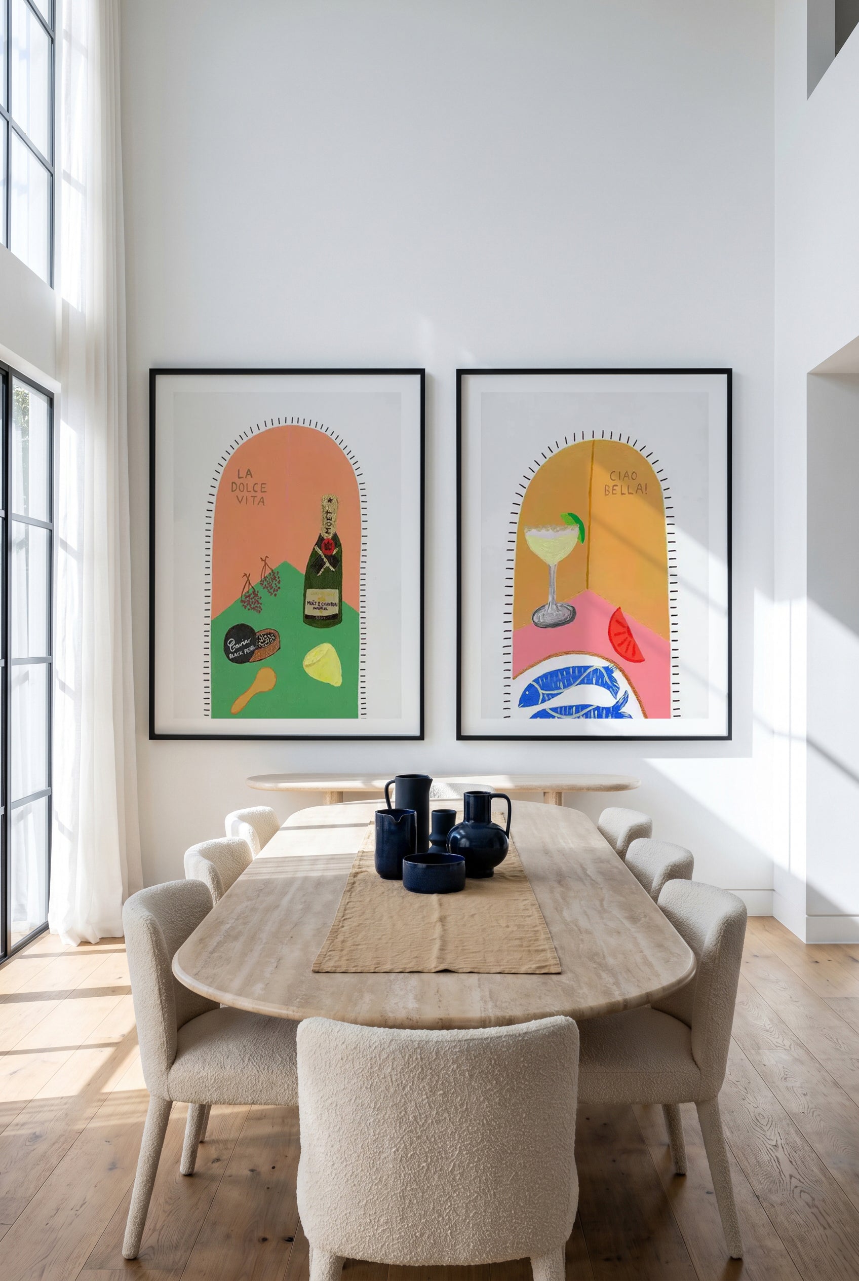 La Dolce Vita I & Ciao Bella II by Britney Turner Art Print Set of 2 | Matching Wall Art
