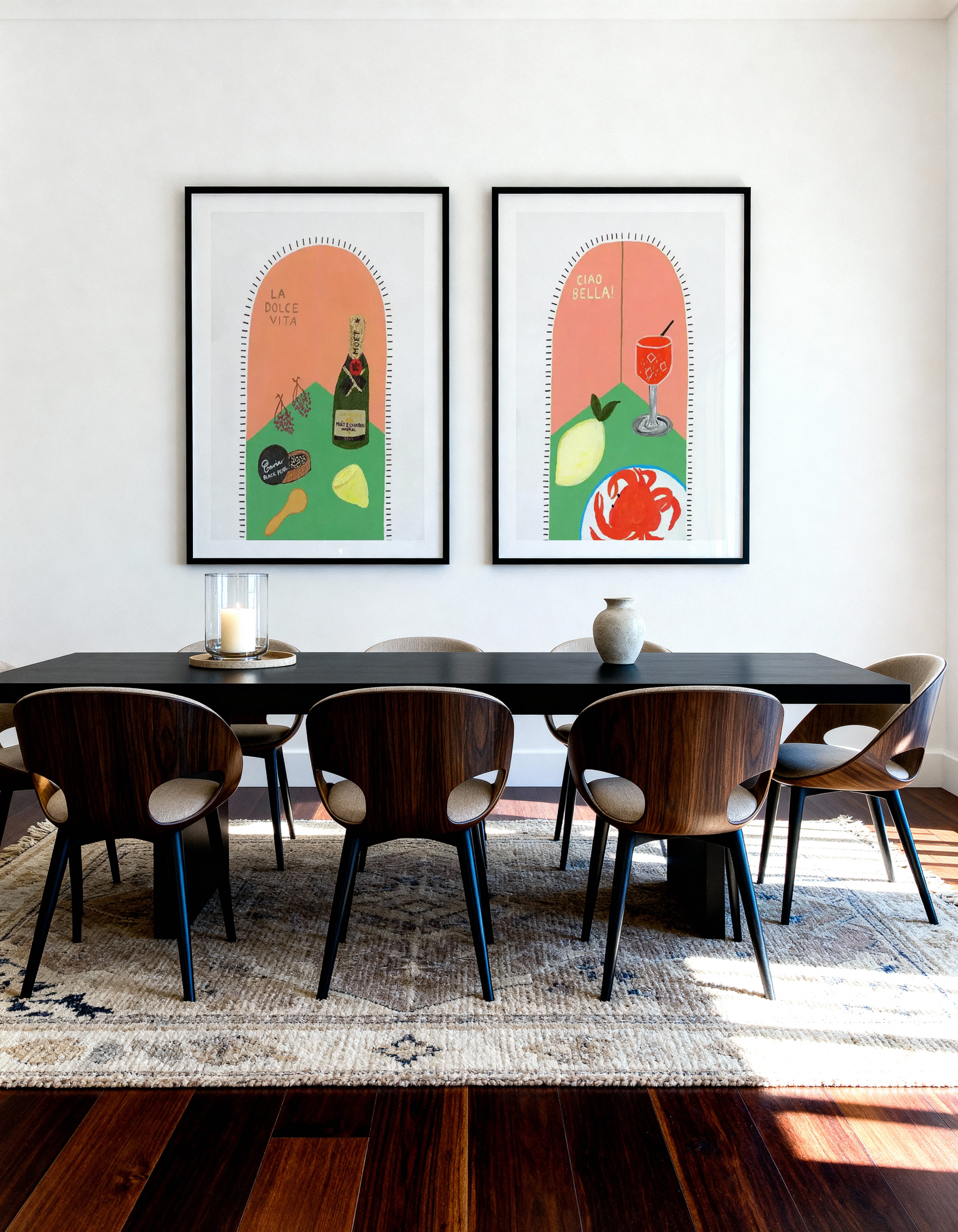 La Dolce Vita I & Ciao Bella I by Britney Turner Art Print Set of 2 | Matching Wall Art