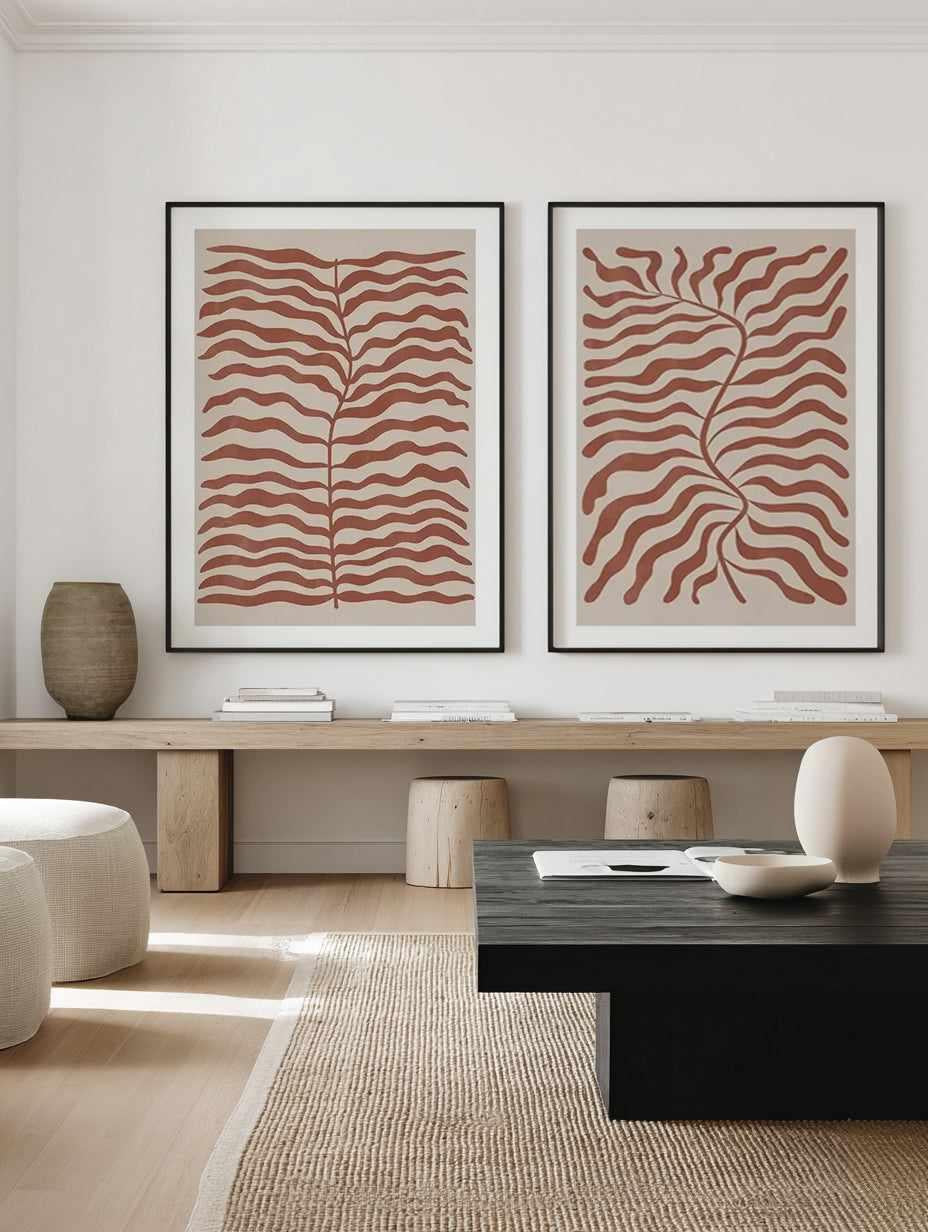 La Mer in Red Earth I & II Art Print Set of 2 | Matching Wall Art from Olive et Oriel where you can shop wallpaper and artworks online