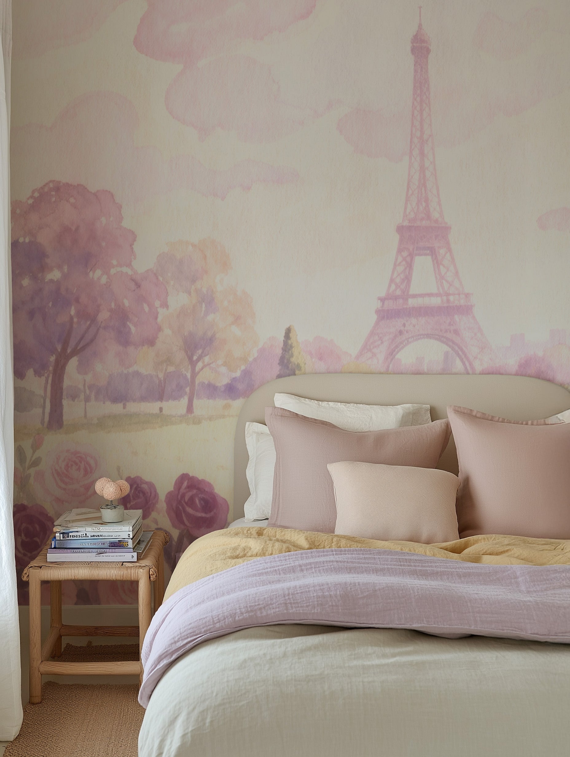 La Vie en Rose Parisian Wallpaper from Olive et Oriel where you can shop wallpaper and artworks online