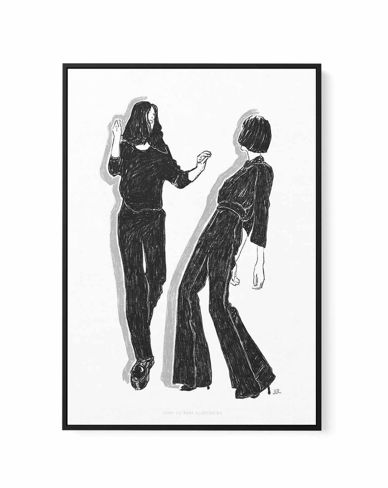 Ladies Dancing in Black and White by Jenny Liz Rome | Framed Canvas Art Print