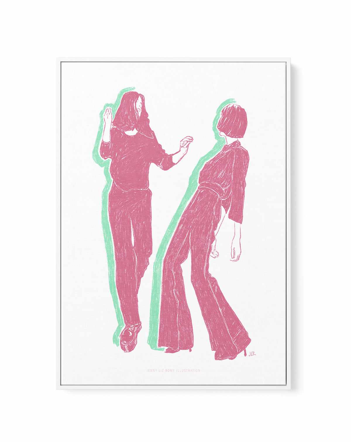 Ladies Dancing in Pink by Jenny Liz Rome | Framed Canvas Art Print