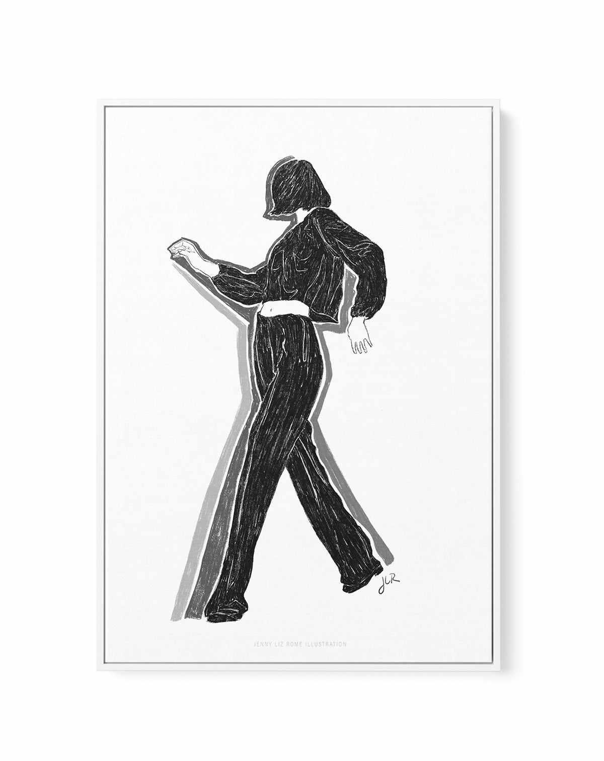 Lady Dancing in Black and White VI by Jenny Liz Rome | Framed Canvas Art Print