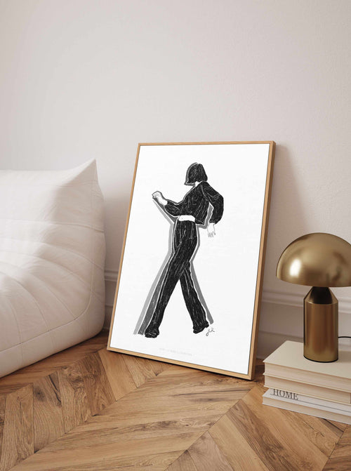 Lady Dancing in Black and White VI by Jenny Liz Rome | Framed Canvas Art Print