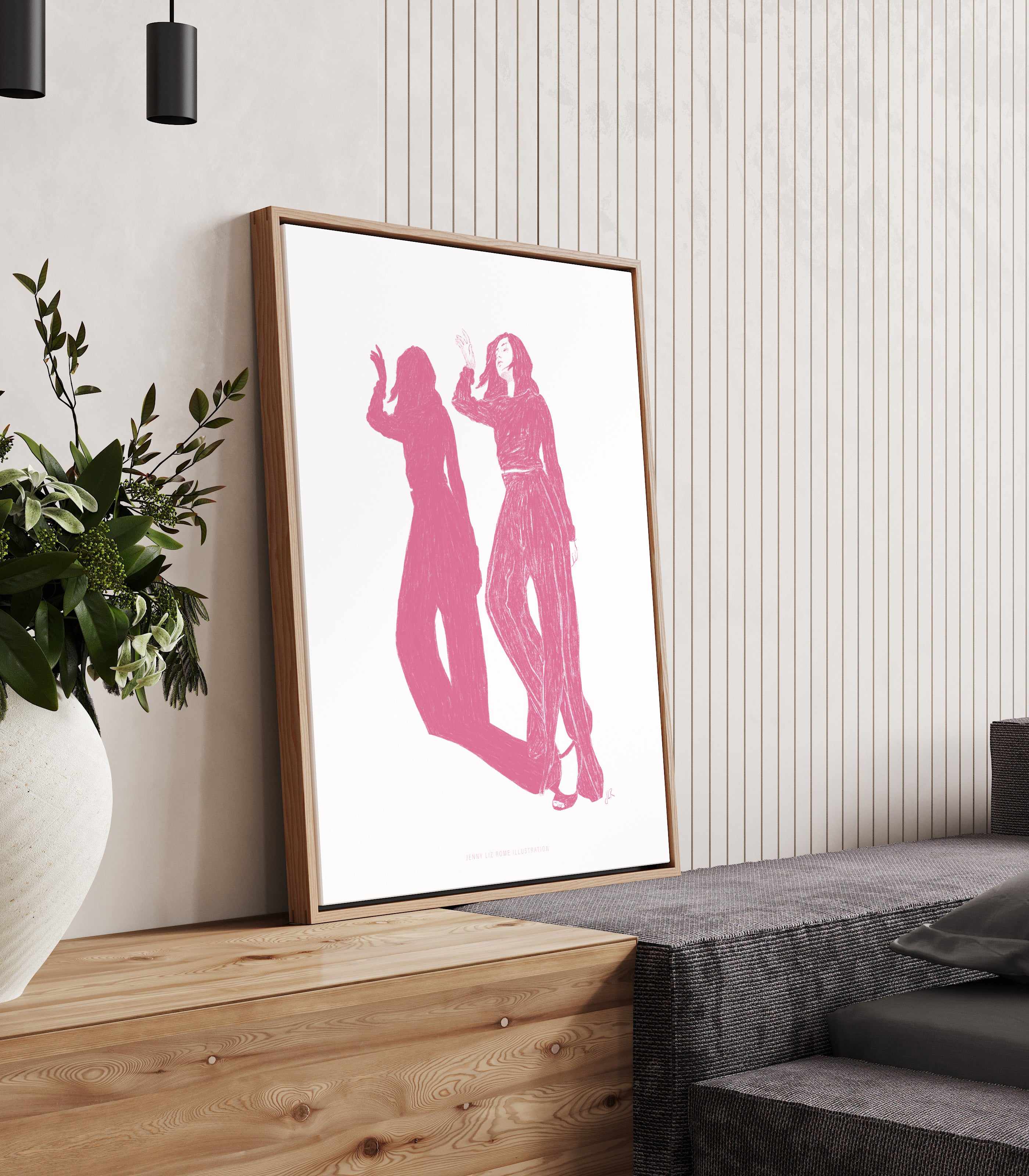 Lady Dancing in Pink I by Jenny Liz Rome | Framed Canvas Art Print