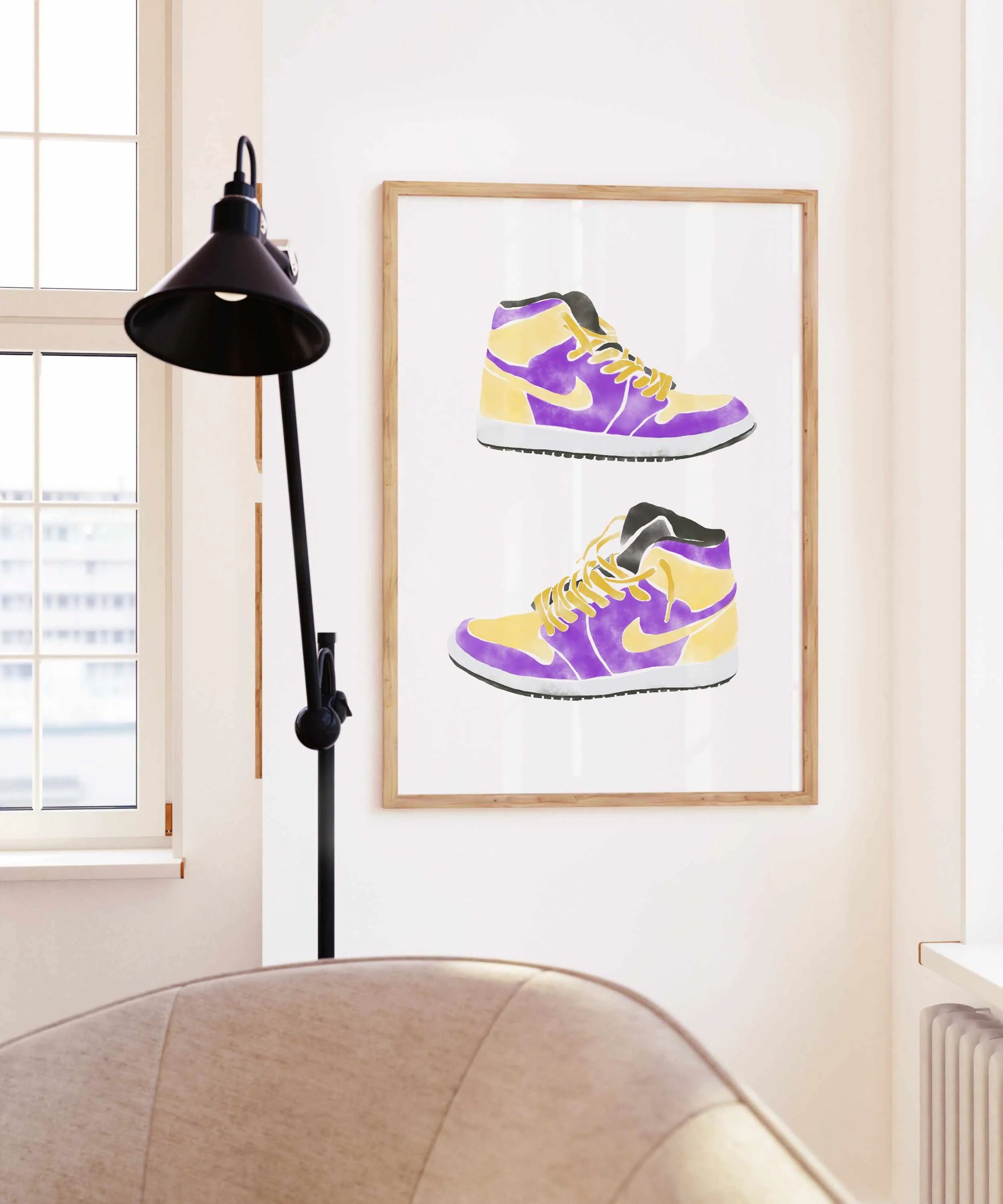 Lakers Shoes | Art Print from Olive et Oriel where you can shop wallpaper and artworks online
