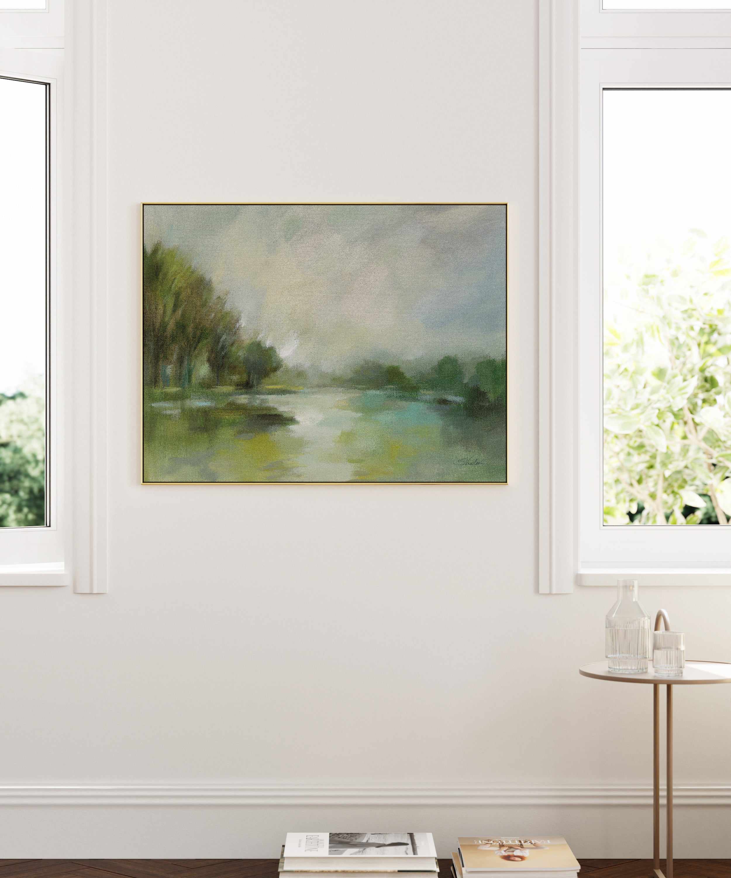 Lakeside Fog | Framed Canvas Art Print