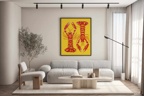 Langoustines On Yellow by Alice Straker | Art Print