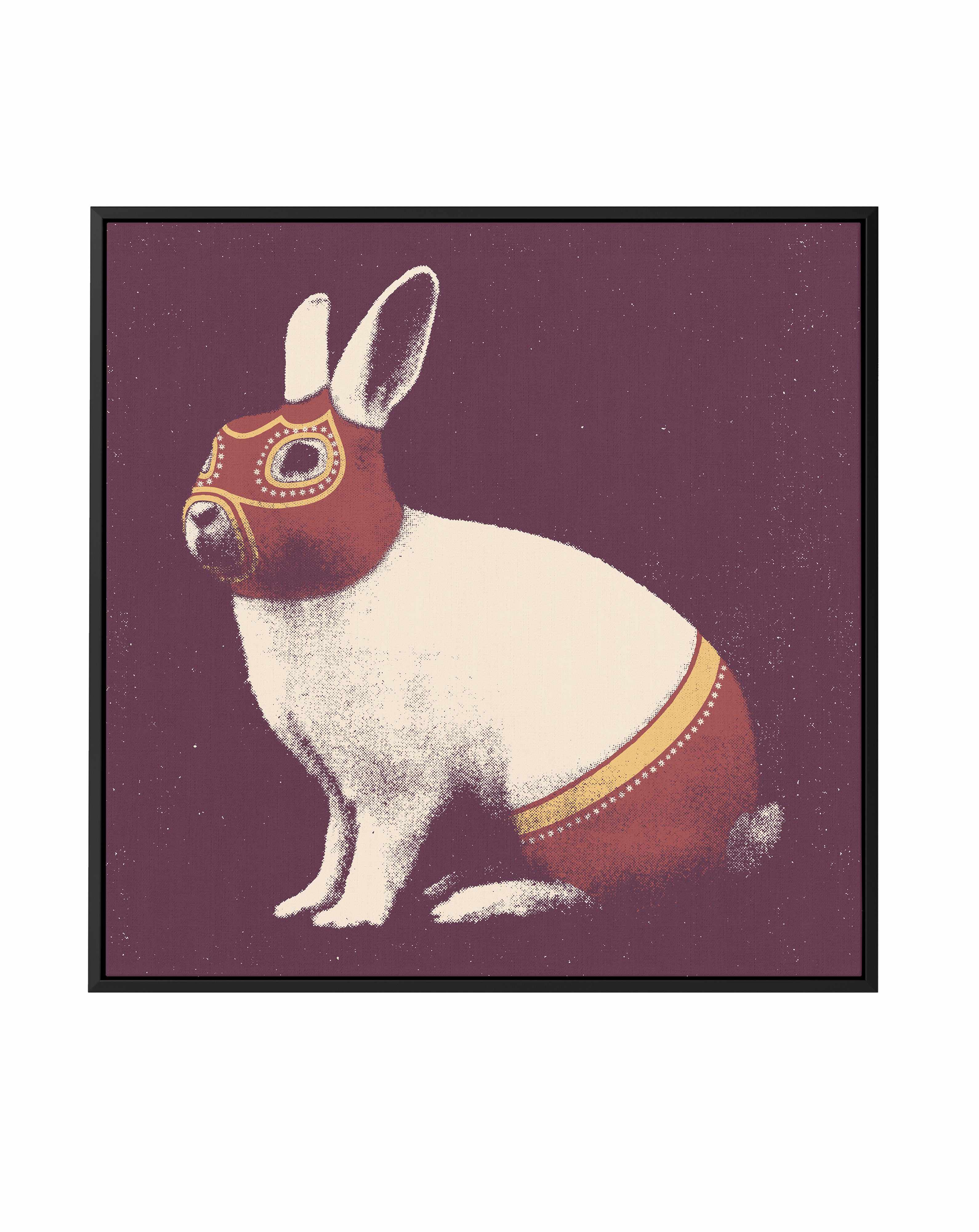 Lapin Catcheur By Florent Bodart | Framed Canvas Art Print