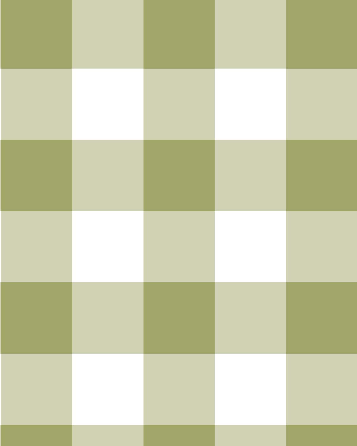 Large Gingham in Olive Green Commercial Vinyl Wallpaper
