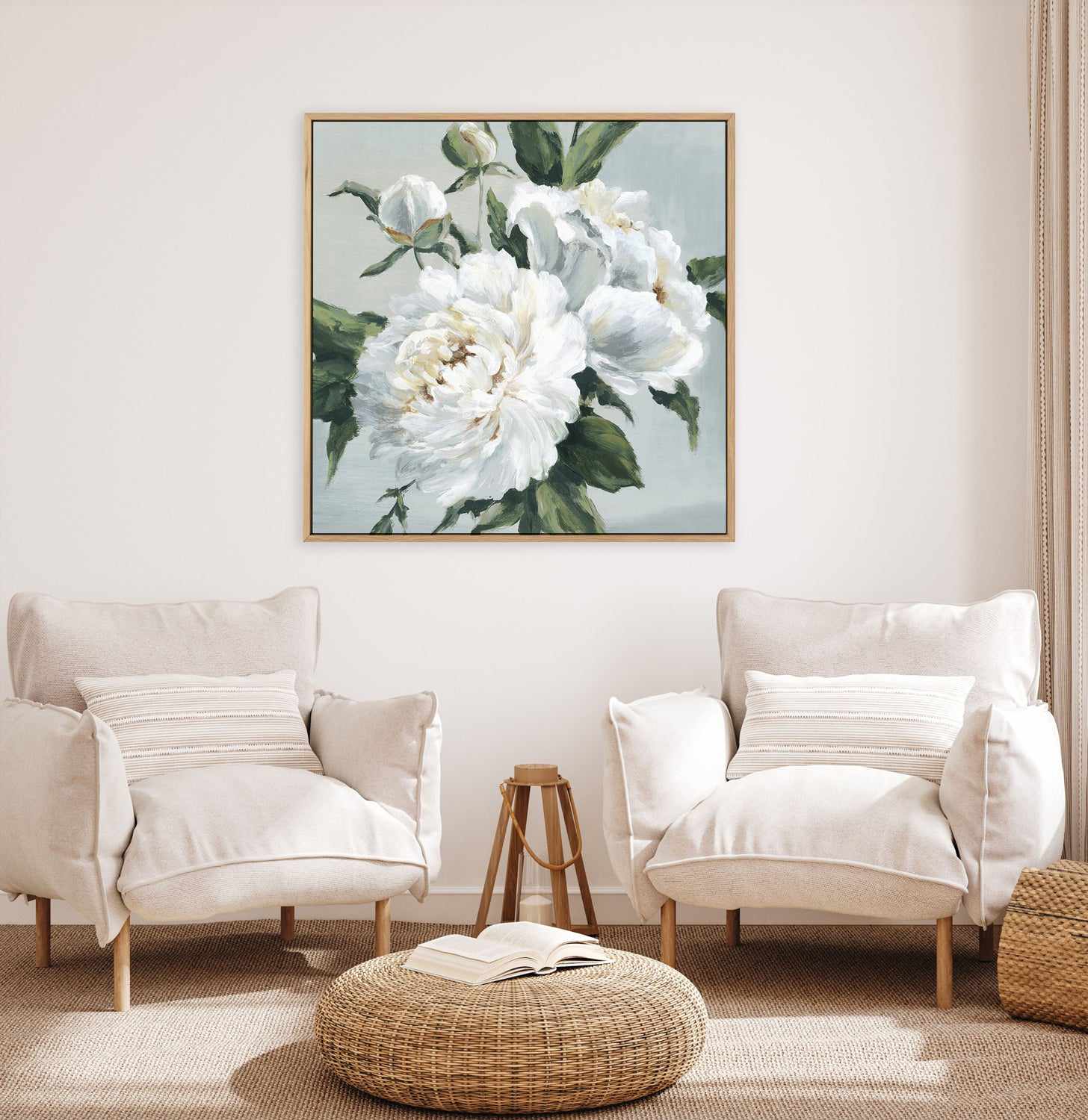 Large Peonies I | Framed Canvas Art Print