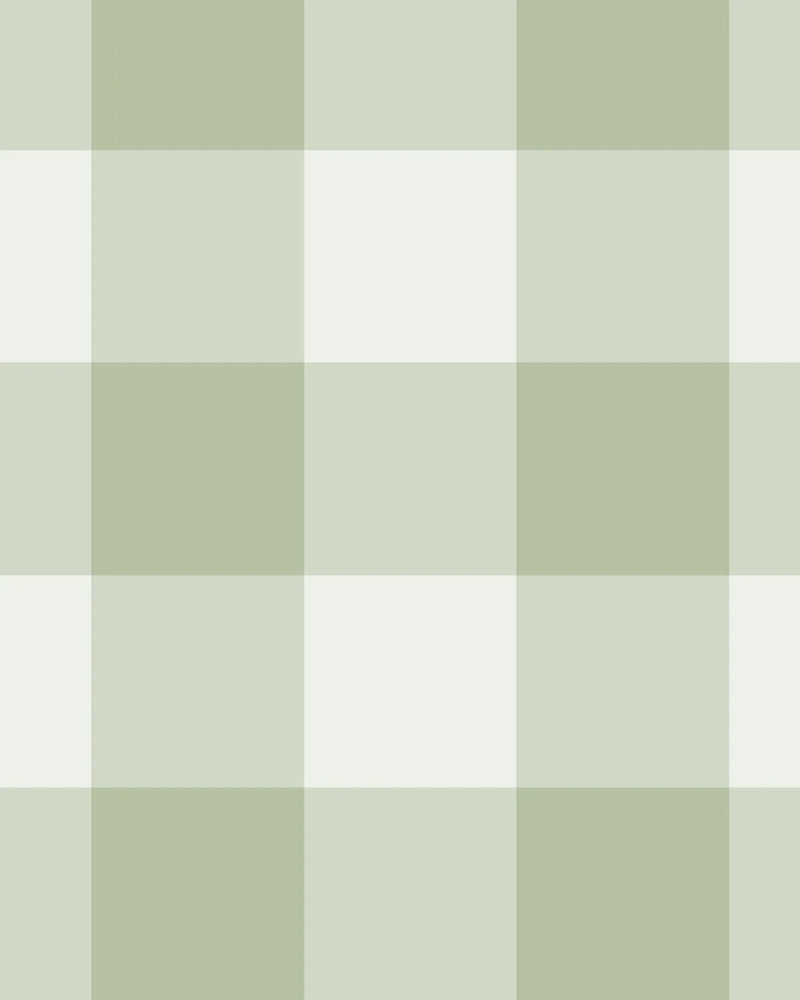 Large Gingham Check Sage Green Wallpaper from Olive et Oriel where you can shop wallpaper and artworks online